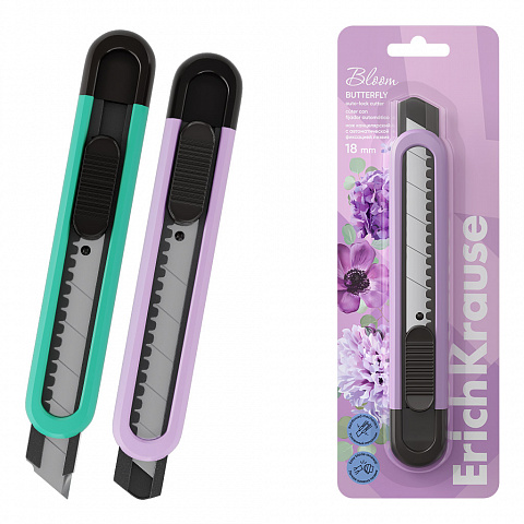 Cutter auto-lock ErichKrause Butterfly Pastel Bloom 18 mm