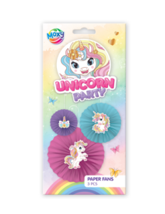 Decorațiune party din hârtie tip evantai Unicorn Grafix