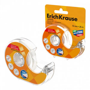 Dispenser ErichKrause cu bandă adezivă Crystal 12 mm x 25 m