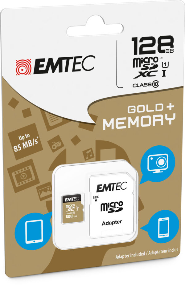 Card memorie Gold Elite 128 GB microSDHC, Memory Card (Class 10 UHS-I (D1)) "ECMSDM128GXC10GP" Card memorie Gold Elite 128 GB microSDHC, Memory Card (Class 10 UHS-I (D1)) "ECMSDM128GXC10GP"