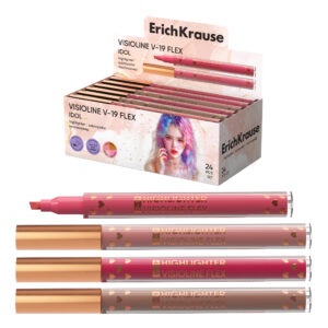 Evidențiator ErichKrause Visioline V-19 Flex Idol cu vârf flexibil 24/set