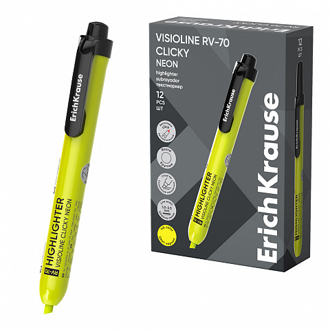 Evidențiator retractabil ErichKrause Visioline RV-70 Clicky Neon galben Evidențiator retractabil ErichKrause Visioline RV-70 Clicky Neon galben