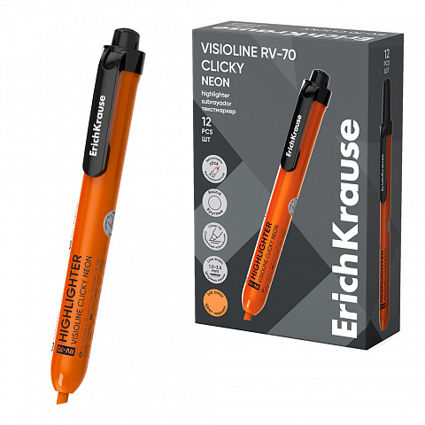 Evidențiator retractabil ErichKrause Visioline RV-70 Clicky Neon Orange Evidențiator retractabil ErichKrause Visioline RV-70 Clicky Neon Orange