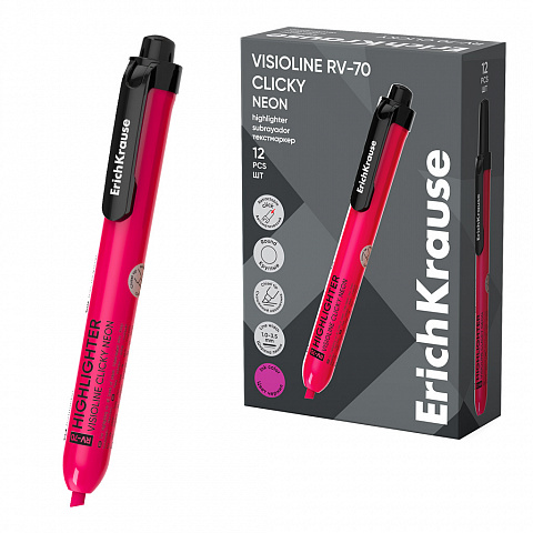 Evidențiator retractabil ErichKrause Visioline RV-70 Clicky Neon Roz Evidențiator retractabil ErichKrause Visioline RV-70 Clicky Neon Roz