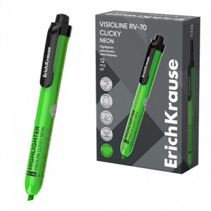 Evidențiator retractabil ErichKrause Visioline RV-70 Clicky Neon verde