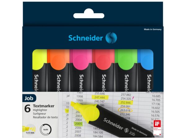 Evidențiator Schneider Job set 6 bucăți neon Evidențiator Schneider Job set 6 bucăți neon