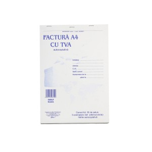 Factură A4 cu TVA, 3 exemplare, 150 file, nepersonalizată L03400 GENERAL
