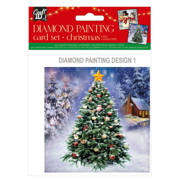Felicitare cu diamante Grafix Crăciun 13 x 13 cm, 2/set