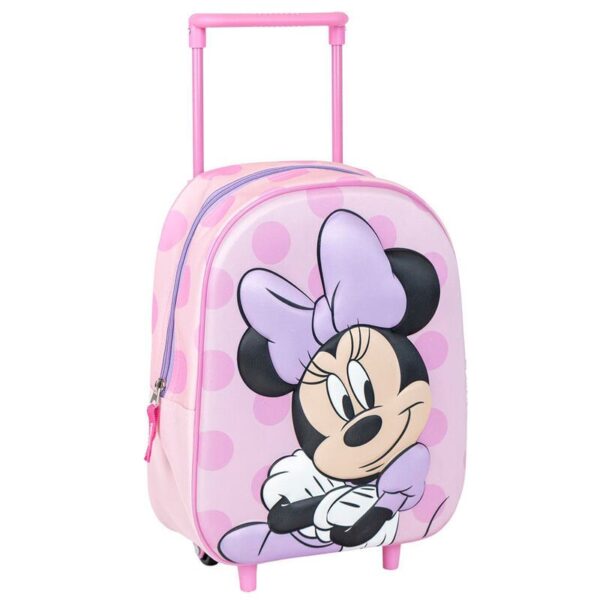 Ghiozdan grădiniță Cerda Minnie 3D, tip troller, roz, 37 cm