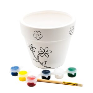 Ghiveci ceramică pentru pictat Colorarte BS2006 cu 6 culori și pensulă