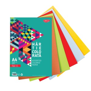 Hârtie colorată A4 50 coli 10 culori DACO HR850 Hârtie colorată DACO HR850 A4, 50 coli, 80 g/mp