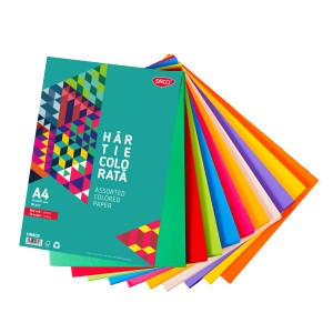 Hârtie colorată DACO HR802 A4 500 coli 10 culori 80 g/mp
