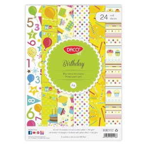 Hârtie decorativă A4 24 coli Birthday DACO HR932