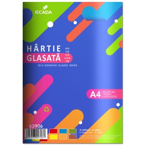 Hârtie glasată autocolantă ECADA 62906, 6 file pe set