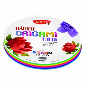 Hârtie origami rotundă 15 cm 100 coli/set DACO HR915