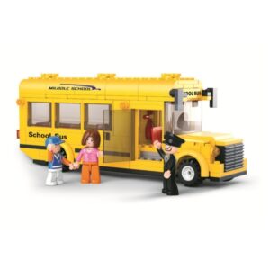 Joc de construcție puzzle Autobuz școlar Sluban M38-B0507, 219 piese