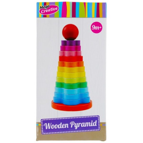Jucărie bebeluși din lemn - piramidă multicoloră MegaCreative 474355, 9+ luni Jucărie bebeluși din lemn - piramidă multicoloră MegaCreative 474355, 9+ luni