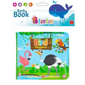 Jucărie de baie pentru bebeluși cu sunete, cărticică cu păsări exotice BamBam 432480
