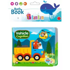 Jucărie de baie pentru bebeluși cu sunete, cărticică cu vehicule BamBam 432481