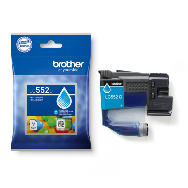 Cartus Cerneala Original Brother Cyan, LC552C, pentru MFC-J3660DW|MFC-J3960DW|0.55K, incl.TV 0.8 RON, "LC552C"