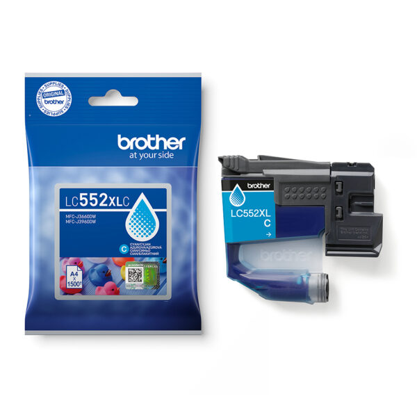 Cartus Cerneala Original Brother Cyan, LC552XLC, pentru MFC-J3660DW|MFC-J3960DW|1.5K, incl.TV 0.8 RON, "LC552XLC"