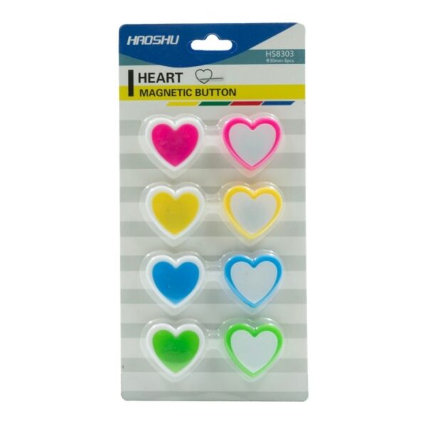 Magneți pentru tablă CNX HS8303, inimă, 30 mm, set 8 bucăți Magneți pentru tablă CNX HS8303, inimă, 30 mm, set 8 bucăți