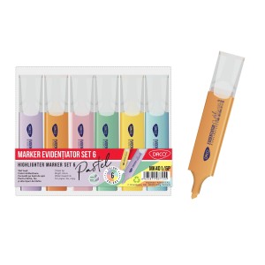 Marker evidentiator pastel set 6 daco MK401/6P