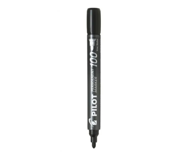 Marker permanent Pilot P100 cu vârf rotund, negru Marker permanent Pilot P100 cu vârf rotund, negru