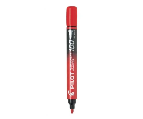 Marker permanent Pilot P100, vârf rotund, roșu