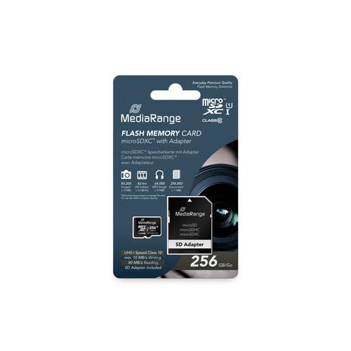MediaRange Micro SDXC 256GB UHS-1 Class 10 with SD adapter "MR946" MediaRange Micro SDXC 256GB UHS-1 Class 10 with SD adapter "MR946"