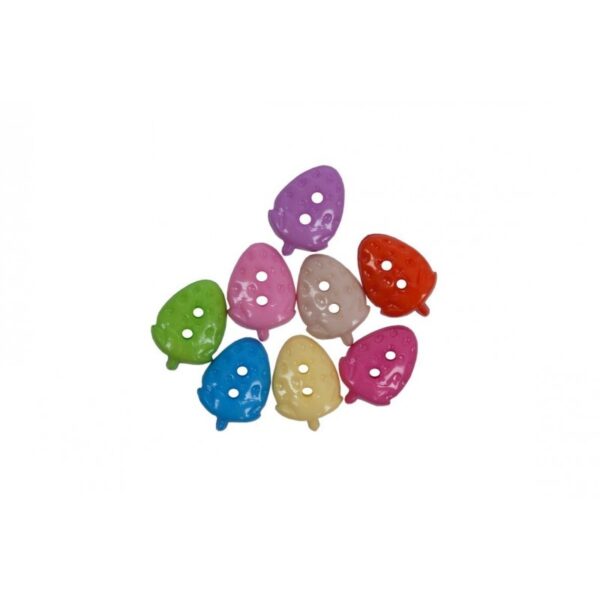 Nasturi căpșună din plastic Colorarte, diverse culori, 10 mm, set 30 buc Nasturi căpșună din plastic Colorarte, diverse culori, 10 mm, set 30 buc