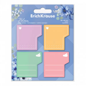 Notes adeziv ErichKrause Pastel Bloom 45 x 45 mm, 80 foi, 4 culori