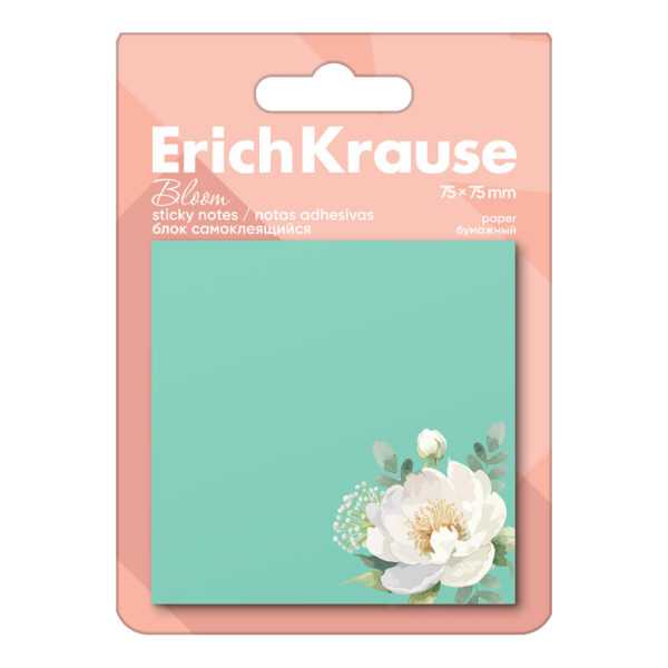 Notes adeziv ErichKrause Pastel Bloom 75 x 75 mm, 50 file