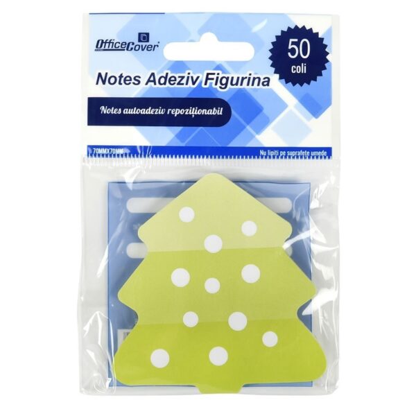 Notes adeziv în formă de brăduț OFFICE-COVER C70-016, 50 coli, 75 x 75 mm, verde alb Notes adeziv în formă de brăduț OFFICE-COVER C70-016, 50 coli, 75 x 75 mm, verde alb