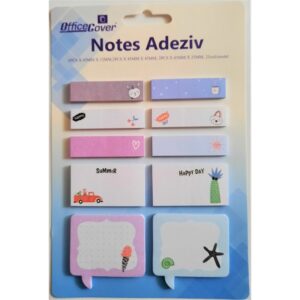 Notes adeziv index școlar Office Cover SN7136, 250 coli, 3 forme, set 10 modele