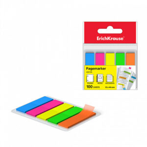 Notes adeziv tip index ErichKrause Neon 12 x 44 mm 100 foi 5 culori