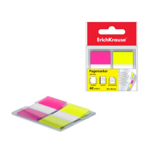 Notes adeziv tip index ErichKrause Neon 25 x 44 mm galben roz