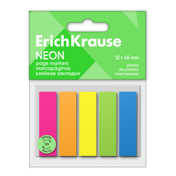 Notes tip index ErichKrause 12 x 45 mm, 125 file, 5 culori