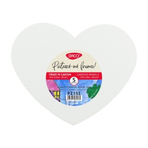 Pânză de pictură pe carton, set 5, inimă, DACO PZ15I