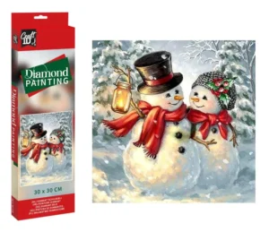 Pictură cu diamante Xmas Om de zăpadă 30x30 cm Grafix