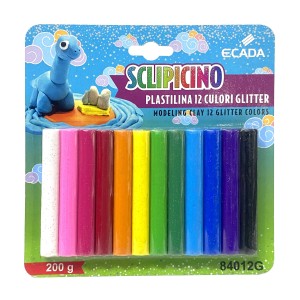 Plastilină 12 culori glitter ECADA 84012G
