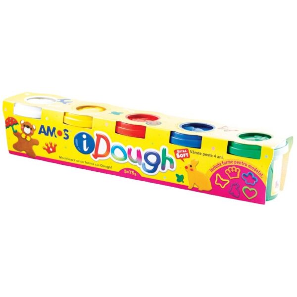 Plastilină pentru modelaj Amos iDough ID75P5, set 5 culori
