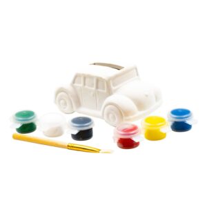 Pușculiță ceramică mașină pentru pictat/colorat cu 6 culori și pensulă Colorarte BS2106