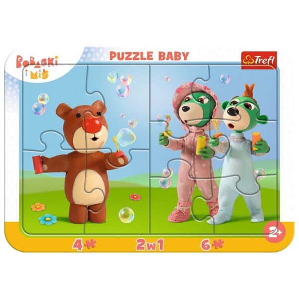 Puzzle carton 2 în 1, 4 și 6 piese Trefl Bobaski i Miś 80026 Puzzle carton 2 în 1, 4 și 6 piese Trefl Bobaski i Miś 80026