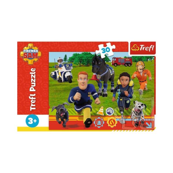 Puzzle carton 30 piese Trefl Fireman Sam 18297, 3+ ani Puzzle carton 30 piese Trefl Fireman Sam 18297, 3+ ani