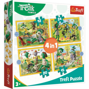 Puzzle carton 4 în 1 12-24 piese Trefl Treflikow-Rodzina 34358