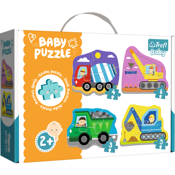 Puzzle carton 4 în 1 Trefl Baby Vehicule pe șantier 36072 Puzzle carton 4 în 1 Trefl Baby Vehicule pe șantier 36072