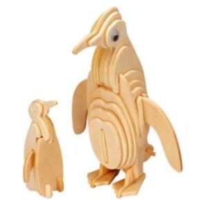 Puzzle din lemn 3D Pinguini de colorat Amos