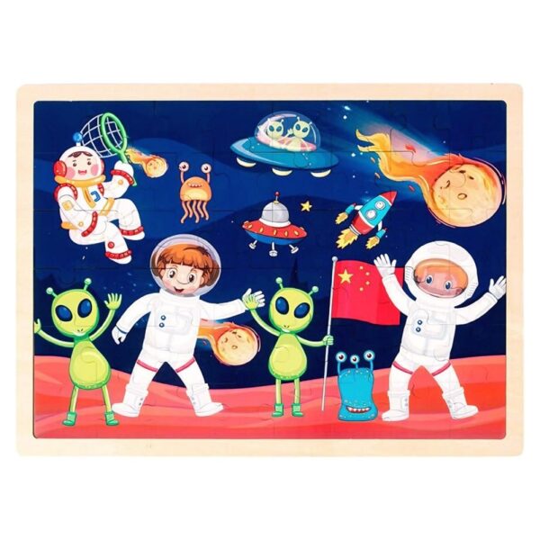 Puzzle din lemn Astronauți pe Marte, 48 piese, Colorarte Puzzle din lemn Astronauți pe Marte, 48 piese, Colorarte