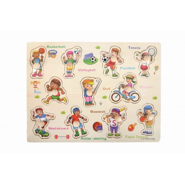 Puzzle din lemn educativ Activități sportive, 11 piese, 3+ ani, Colorarte A-3019 Puzzle din lemn educativ Activități sportive, 11 piese, 3+ ani, Colorarte A-3019